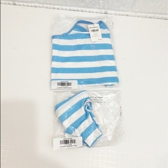 Hanna Andersson Swim Set 18-24 Months Map Blue Striped Sunblock Beach Vacation - Picture 5 of 7